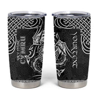 Personalized Flintshire Sir y Fflint Tumbler Cup Black Four Choughs Celtic-inspired - Wonder Print Shop