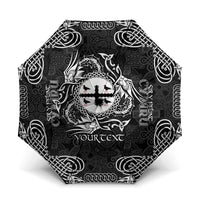 Personalized Flintshire Sir y Fflint Umbrella Black Four Choughs Celtic-inspired - Wonder Print Shop