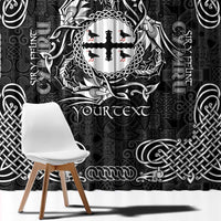 Personalized Flintshire Sir y Fflint Window Curtain Black Four Choughs Celtic-inspired - Wonder Print Shop