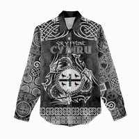 Personalized Flintshire Sir y Fflint Women Casual Shirt Black Four Choughs Celtic-inspired - Wonder Print Shop