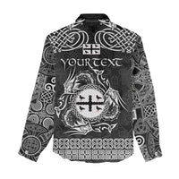 Personalized Flintshire Sir y Fflint Women Casual Shirt Black Four Choughs Celtic-inspired - Wonder Print Shop