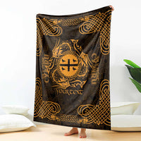 Personalized Flintshire Sir y Fflint Blanket Gold Four Choughs Celtic-inspired - Wonder Print Shop