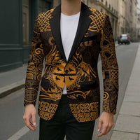 Personalized Flintshire Sir y Fflint Blazer Gold Four Choughs Celtic-inspired - Wonder Print Shop