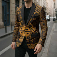 Personalized Flintshire Sir y Fflint Blazer Gold Four Choughs Celtic-inspired - Wonder Print Shop