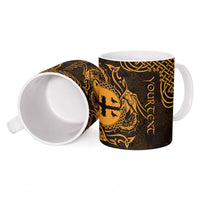 Personalized Flintshire Sir y Fflint Ceramic Mug Gold Four Choughs Celtic-inspired - Wonder Print Shop