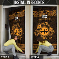 Personalized Flintshire Sir y Fflint Door Cover Gold Four Choughs Celtic-inspired - Wonder Print Shop