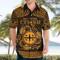 Personalized Flintshire Sir y Fflint Hawaiian Shirt Gold Four Choughs Celtic-inspired - Wonder Print Shop