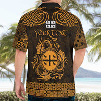 Personalized Flintshire Sir y Fflint Hawaiian Shirt Gold Four Choughs Celtic-inspired - Wonder Print Shop