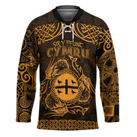 Personalized Flintshire Sir y Fflint Hockey Jersey Gold Four Choughs Celtic-inspired - Wonder Print Shop