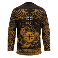 Personalized Flintshire Sir y Fflint Hockey Jersey Gold Four Choughs Celtic-inspired - Wonder Print Shop