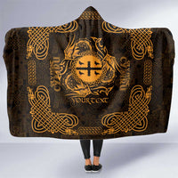 Personalized Flintshire Sir y Fflint Hooded Blanket Gold Four Choughs Celtic-inspired - Wonder Print Shop