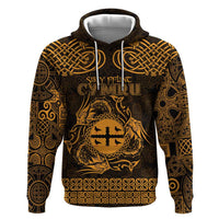Personalized Flintshire Sir y Fflint Hoodie Gold Four Choughs Celtic-inspired - Wonder Print Shop