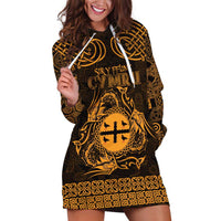 Personalized Flintshire Sir y Fflint Hoodie Dress Gold Four Choughs Celtic-inspired - Wonder Print Shop