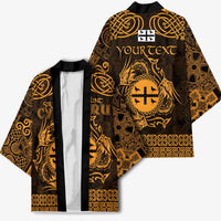 Personalized Flintshire Sir y Fflint Kimono Gold Four Choughs Celtic-inspired - Wonder Print Shop