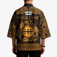 Personalized Flintshire Sir y Fflint Kimono Gold Four Choughs Celtic-inspired - Wonder Print Shop