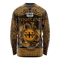 Personalized Flintshire Sir y Fflint Long Sleeve Shirt Gold Four Choughs Celtic-inspired - Wonder Print Shop