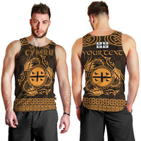 Personalized Flintshire Sir y Fflint Men Tank Top Gold Four Choughs Celtic-inspired - Wonder Print Shop