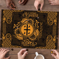 Personalized Flintshire Sir y Fflint Puzzle Gold Four Choughs Celtic-inspired - Wonder Print Shop