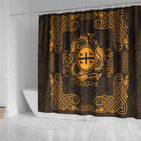 Personalized Flintshire Sir y Fflint Shower Curtain Gold Four Choughs Celtic-inspired - Wonder Print Shop