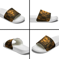 Personalized Flintshire Sir y Fflint Slide Sandals Gold Four Choughs Celtic-inspired - Wonder Print Shop