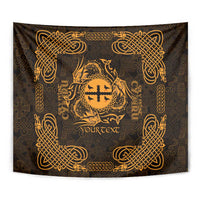 Personalized Flintshire Sir y Fflint Tapestry Gold Four Choughs Celtic-inspired - Wonder Print Shop