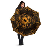 Personalized Flintshire Sir y Fflint Umbrella Gold Four Choughs Celtic-inspired - Wonder Print Shop