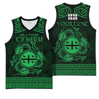 Personalized Flintshire Sir y Fflint Basketball Jersey Green Four Choughs Celtic-inspired - Wonder Print Shop