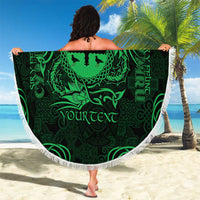 Personalized Flintshire Sir y Fflint Beach Blanket Green Four Choughs Celtic-inspired - Wonder Print Shop