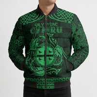 Personalized Flintshire Sir y Fflint Bomber Puffer Jacket Green Four Choughs Celtic-inspired - Wonder Print Shop