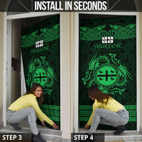 Personalized Flintshire Sir y Fflint Door Cover Green Four Choughs Celtic-inspired - Wonder Print Shop