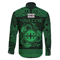 Personalized Flintshire Sir y Fflint Family Matching Puletasi and Hawaiian Shirt Green Four Choughs Celtic-inspired - Wonder Print Shop