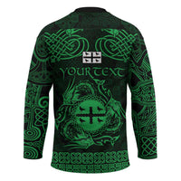 Personalized Flintshire Sir y Fflint Hockey Jersey Green Four Choughs Celtic-inspired - Wonder Print Shop