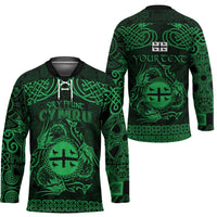 Personalized Flintshire Sir y Fflint Hockey Jersey Green Four Choughs Celtic-inspired - Wonder Print Shop