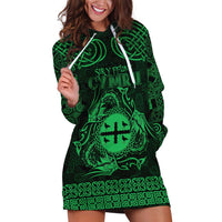 Personalized Flintshire Sir y Fflint Hoodie Dress Green Four Choughs Celtic-inspired - Wonder Print Shop
