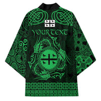 Personalized Flintshire Sir y Fflint Kimono Green Four Choughs Celtic-inspired - Wonder Print Shop
