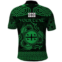 Personalized Flintshire Sir y Fflint Polo Shirt Green Four Choughs Celtic-inspired - Wonder Print Shop