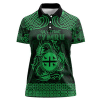Personalized Flintshire Sir y Fflint Women Polo Shirt Green Four Choughs Celtic-inspired - Wonder Print Shop