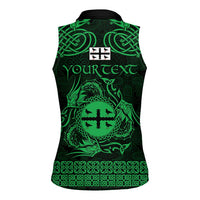 Personalized Flintshire Sir y Fflint Women Sleeveless Polo Shirt Green Four Choughs Celtic-inspired - Wonder Print Shop