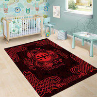 Personalized Flintshire Sir y Fflint Area Rug Red Four Choughs Celtic-inspired - Wonder Print Shop