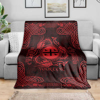 Personalized Flintshire Sir y Fflint Blanket Red Four Choughs Celtic-inspired - Wonder Print Shop
