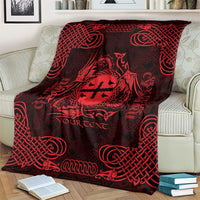 Personalized Flintshire Sir y Fflint Blanket Red Four Choughs Celtic-inspired - Wonder Print Shop