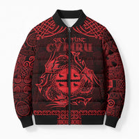 Personalized Flintshire Sir y Fflint Bomber Puffer Jacket Red Four Choughs Celtic-inspired - Wonder Print Shop
