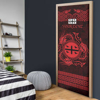Personalized Flintshire Sir y Fflint Door Cover Red Four Choughs Celtic-inspired - Wonder Print Shop