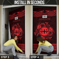 Personalized Flintshire Sir y Fflint Door Cover Red Four Choughs Celtic-inspired - Wonder Print Shop