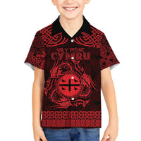 Personalized Flintshire Sir y Fflint Family Matching Puletasi and Hawaiian Shirt Red Four Choughs Celtic-inspired - Wonder Print Shop