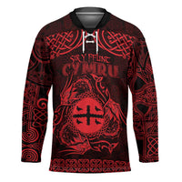 Personalized Flintshire Sir y Fflint Hockey Jersey Red Four Choughs Celtic-inspired - Wonder Print Shop