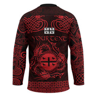 Personalized Flintshire Sir y Fflint Hockey Jersey Red Four Choughs Celtic-inspired - Wonder Print Shop