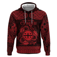 Personalized Flintshire Sir y Fflint Hoodie Red Four Choughs Celtic-inspired - Wonder Print Shop