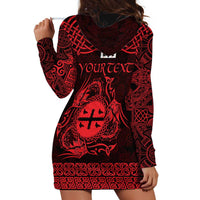 Personalized Flintshire Sir y Fflint Hoodie Dress Red Four Choughs Celtic-inspired - Wonder Print Shop