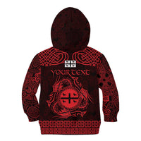 Personalized Flintshire Sir y Fflint Kid Hoodie Red Four Choughs Celtic-inspired - Wonder Print Shop